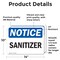 Signmission Sanitizer, 14 in W x Rectangle, Vinyl Decal OS-2PACK-NS-D-1014-L-18239 - alternate 5